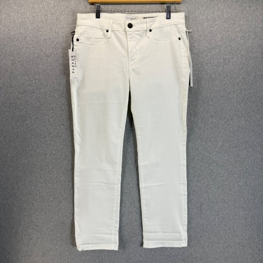 Parker Smith Womens White‎ Courtney Cuffed Crop Denim Jeans Size 10 / 30 NWT